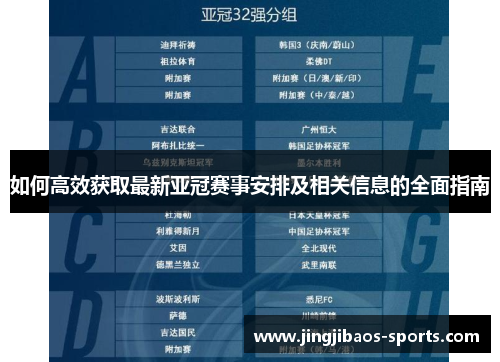 如何高效获取最新亚冠赛事安排及相关信息的全面指南